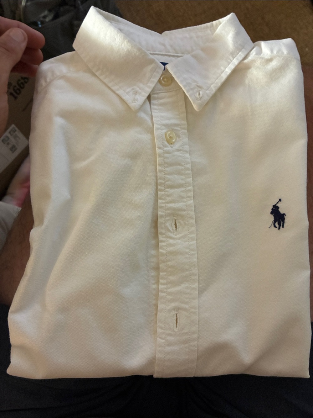 Polo by Ralph Lauren Boys White Button-Down Oxford Shirt with Navy Pony